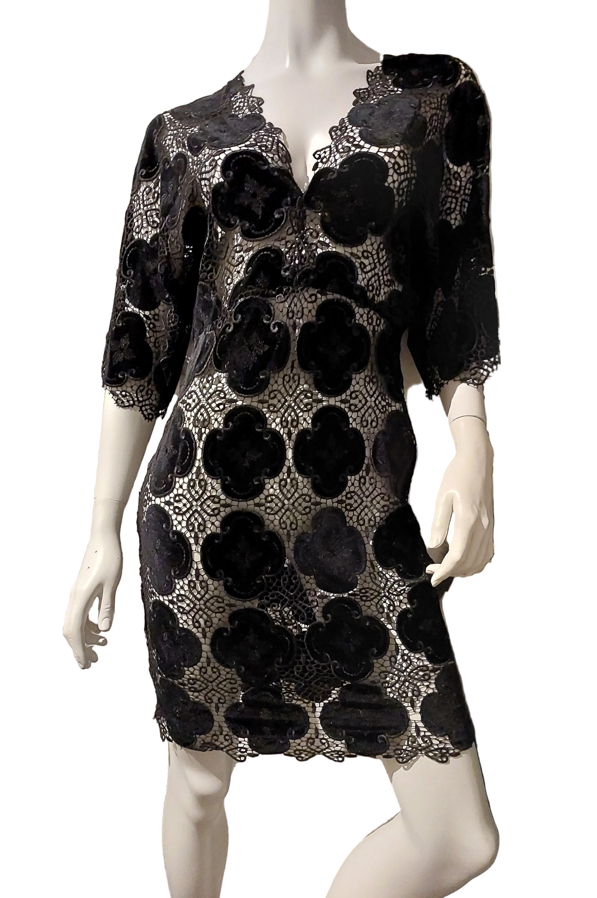 Bec & Bridge black velvet & lace cocktail dress, size 10