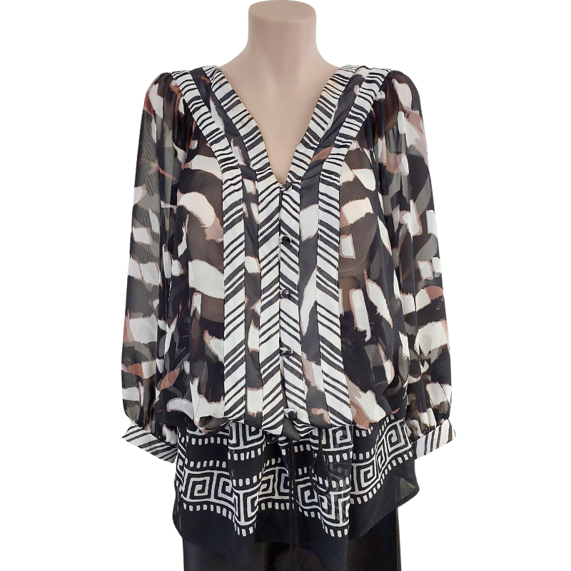 Paula Ryan black & white top , size S 10/12