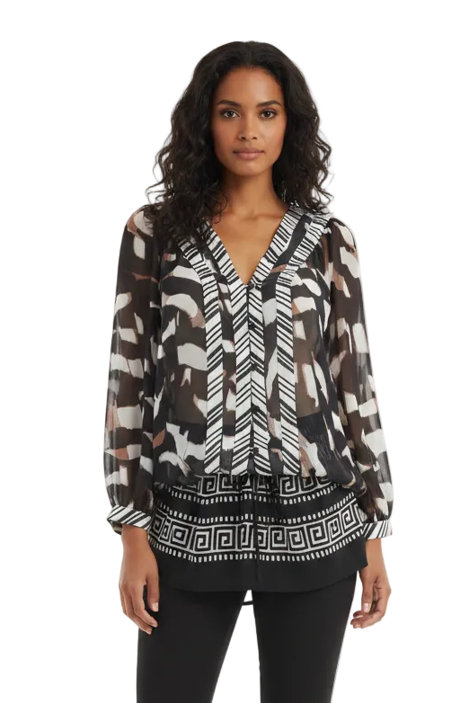 Paula Ryan black & white top, size S 10/12