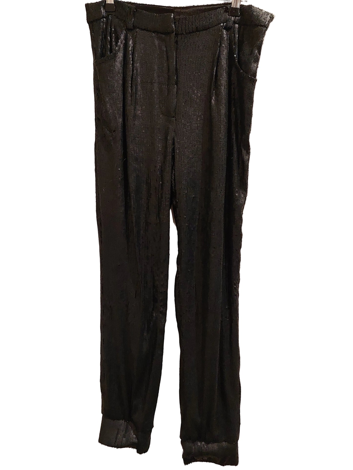 Ketze Ke teal sequin cropped pants, size 8