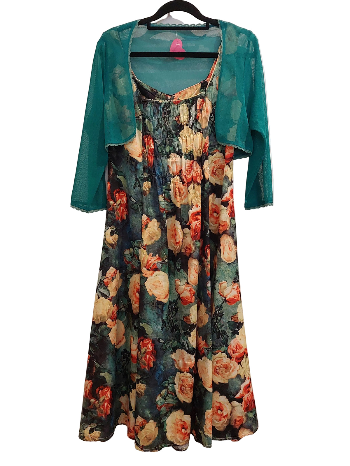 Annah S Spring floral dress & shrug, size 10