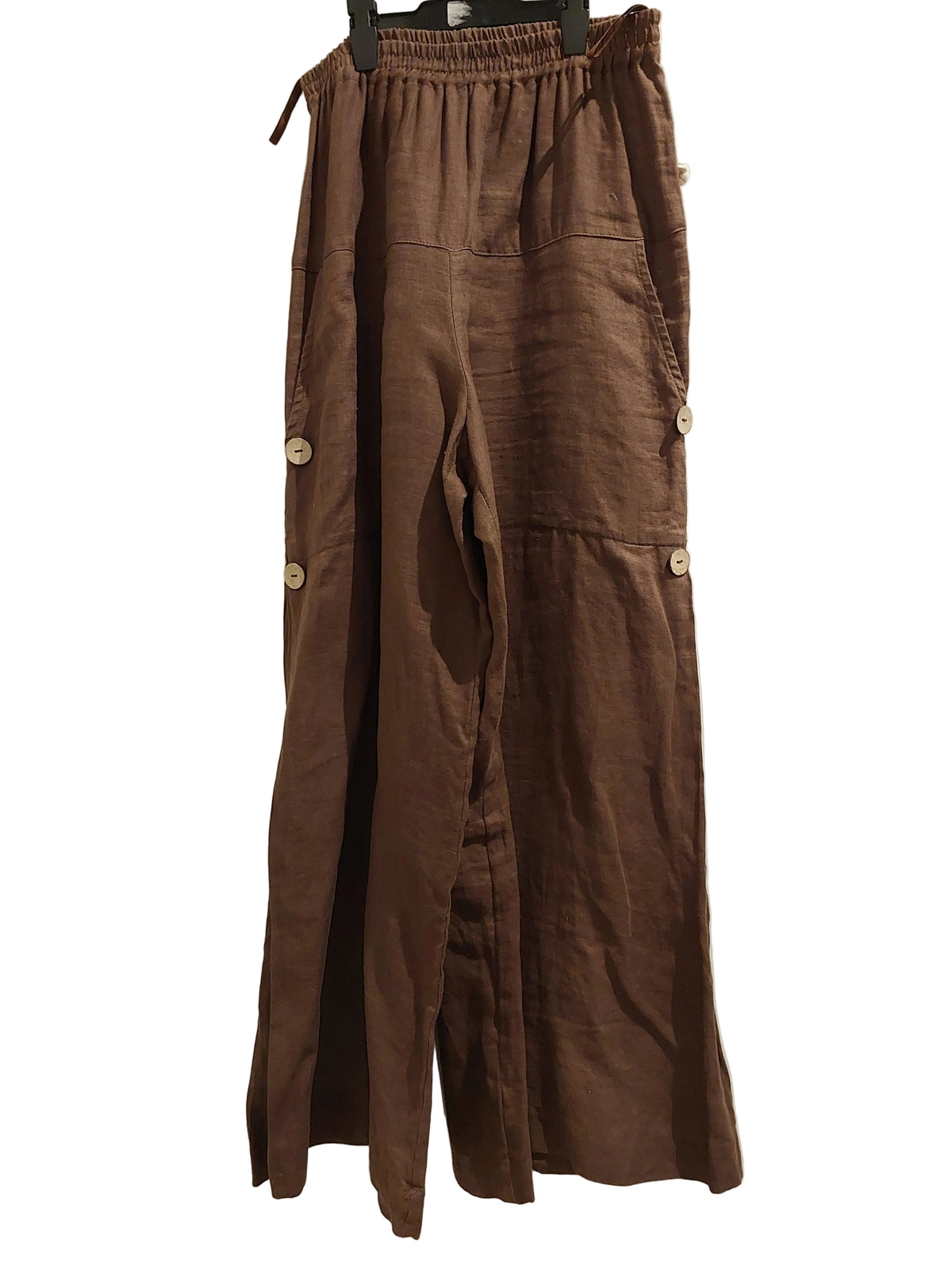 Angel Lace brown linen 7/8 wide leg pants, size 8