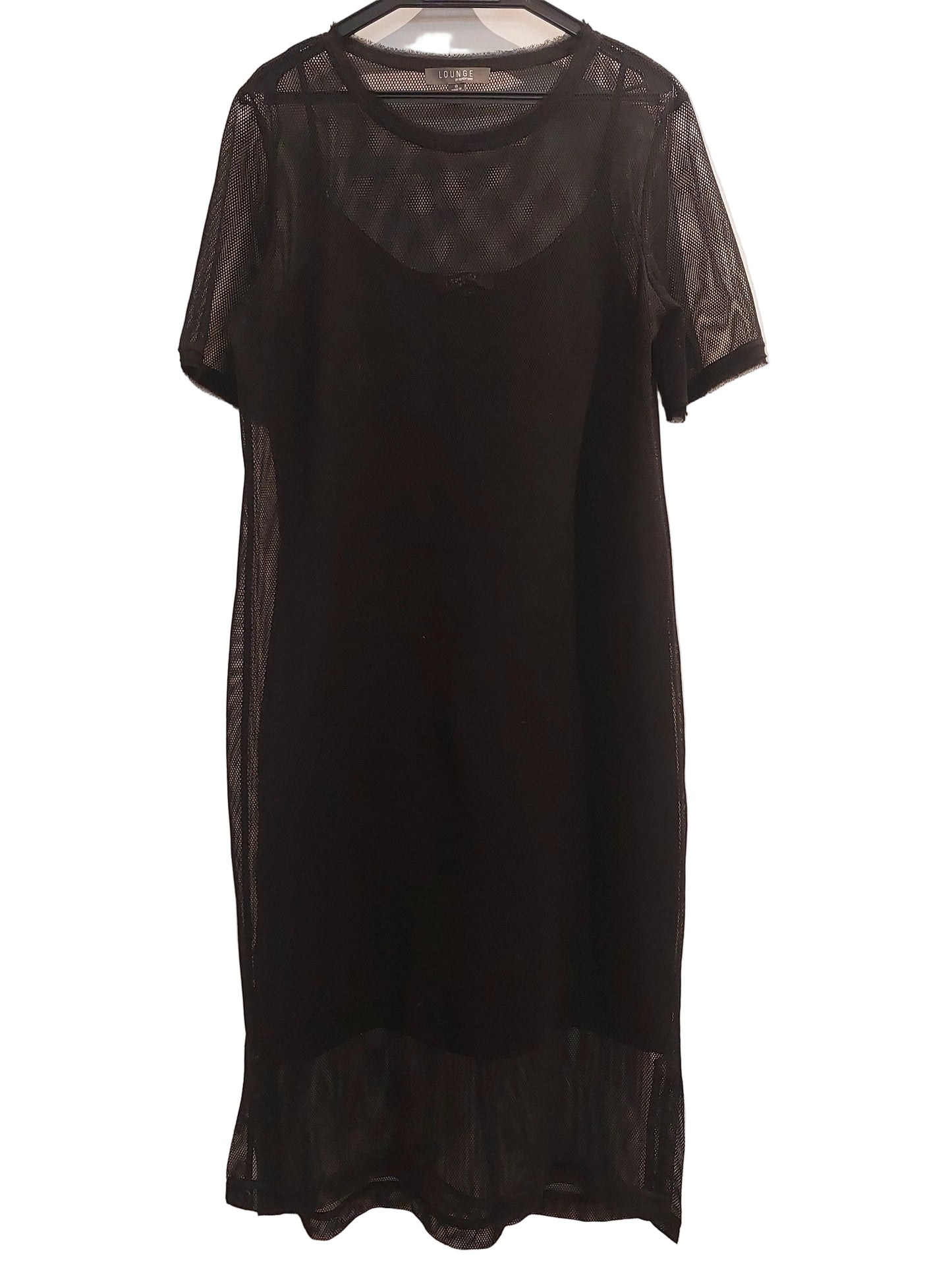 Repertoire black mesh lounge dress, size 8
