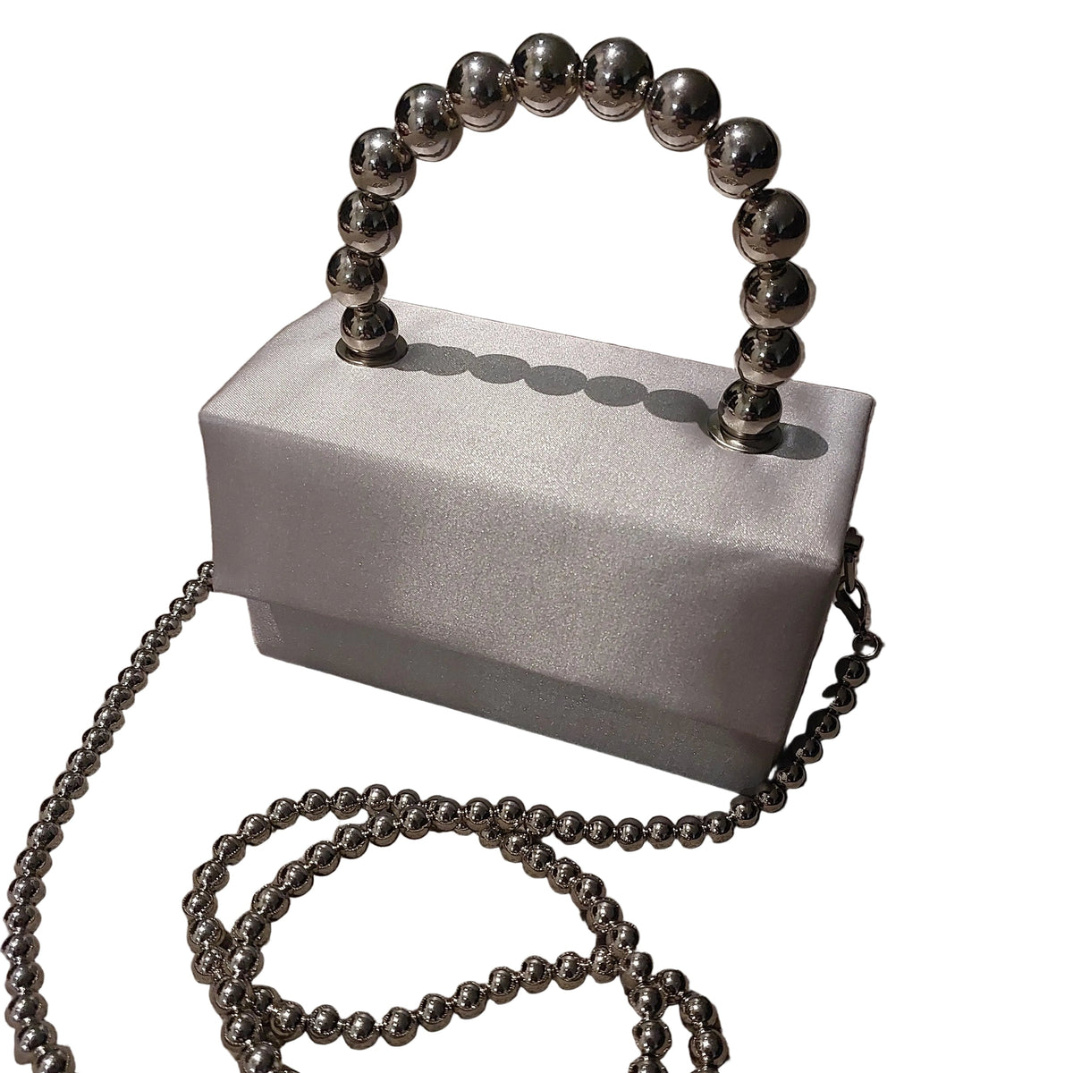 HIRE-Redcurrant silver satin evening bag