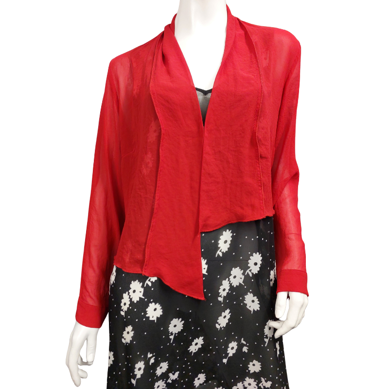 OBi red chiffon shrug, size 14