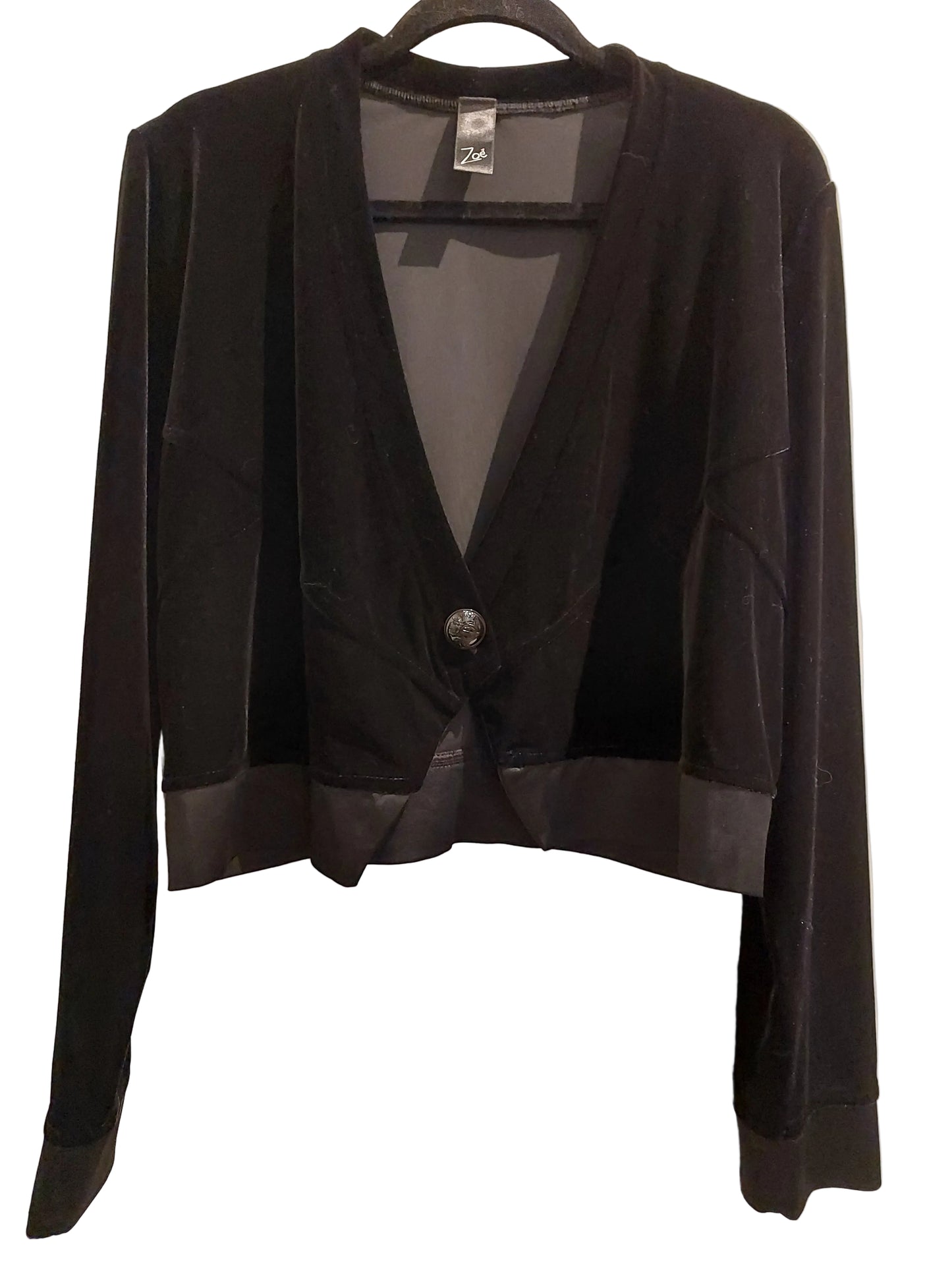 Zoe black velvet jacket, size 14