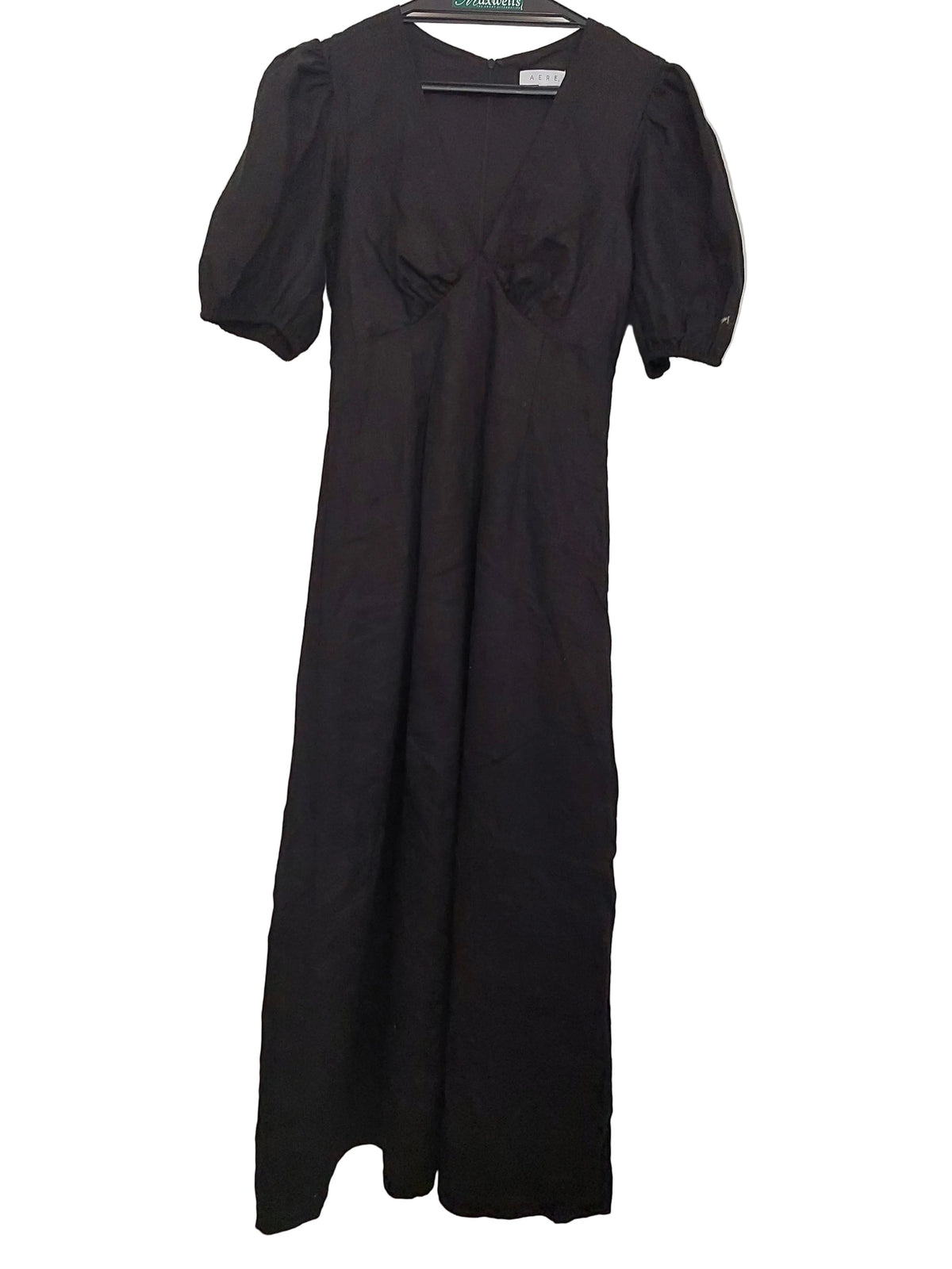 Aere black linen maxi dress, size 8