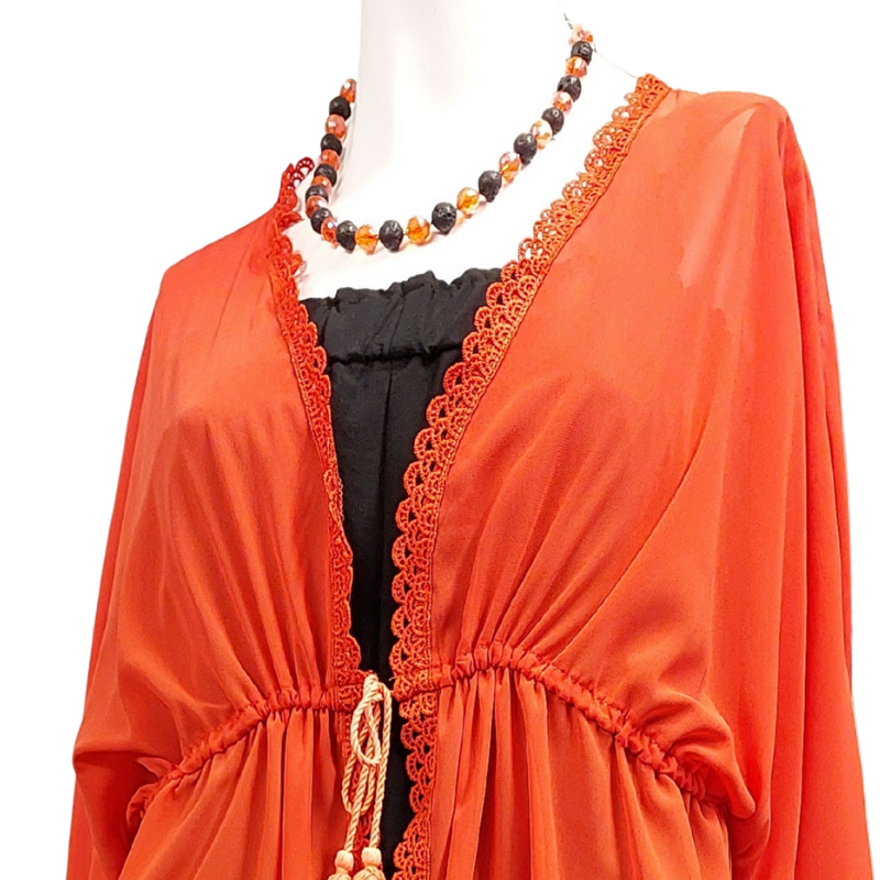 NEW orange chiffon cover-up/layering top, one size, 12-14