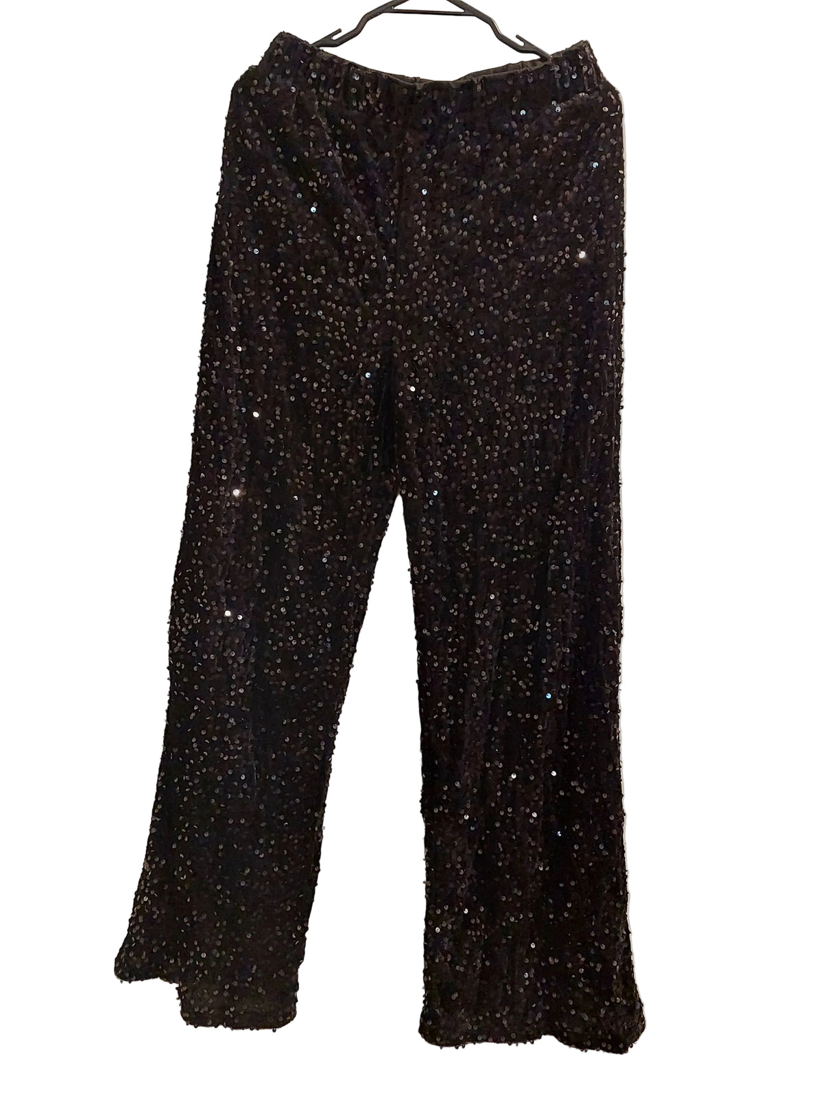 New black sequin wide leg pants, size 10/12