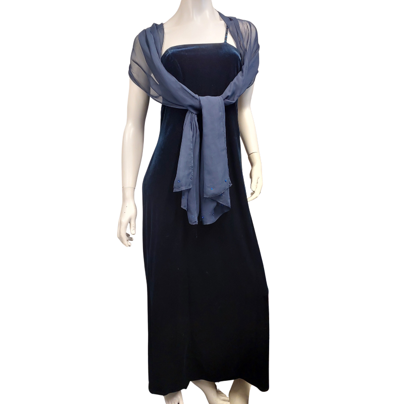 Navy velvet formal/ball dress, size 12-14