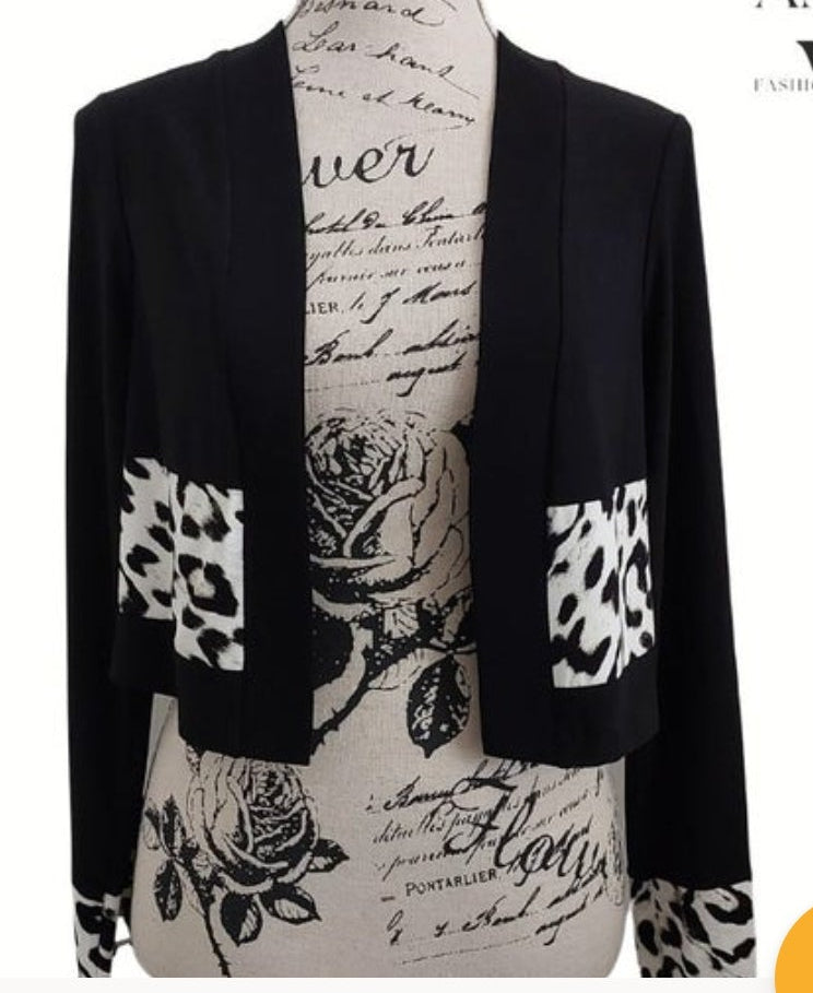 NEW Picadilly black & white animal print jacket, size S 10-12