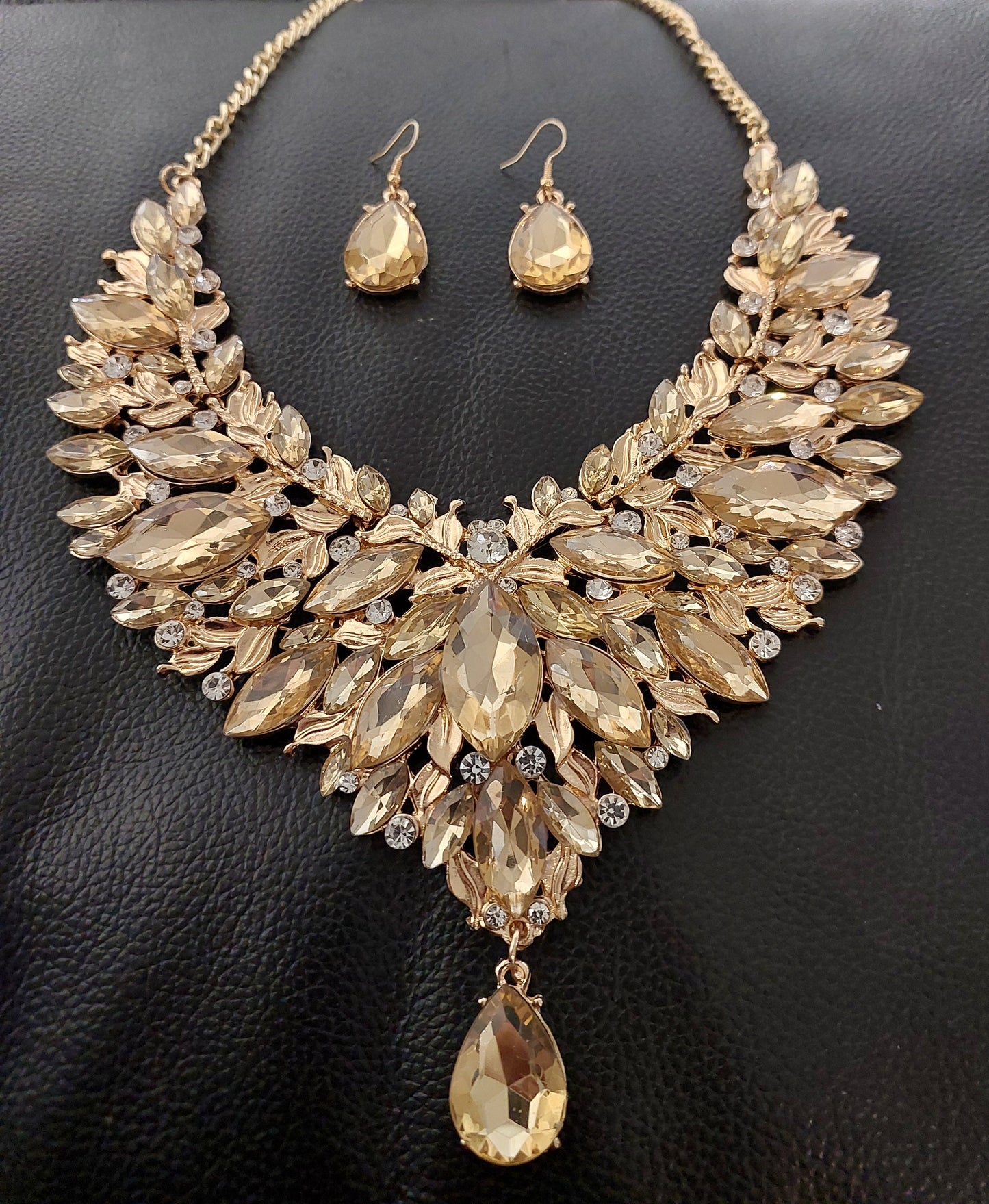Sim citrine gold plated chunky bling necklace
