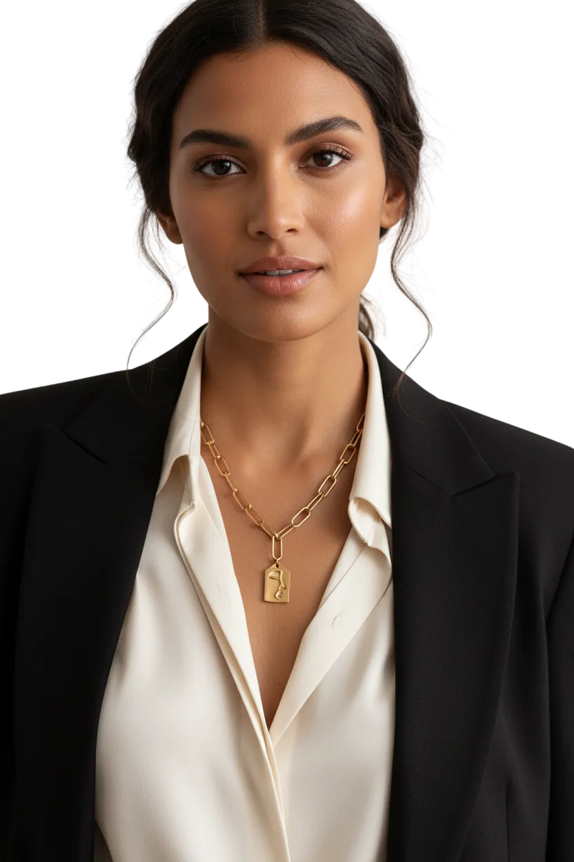 Gold plated face chain necklace
