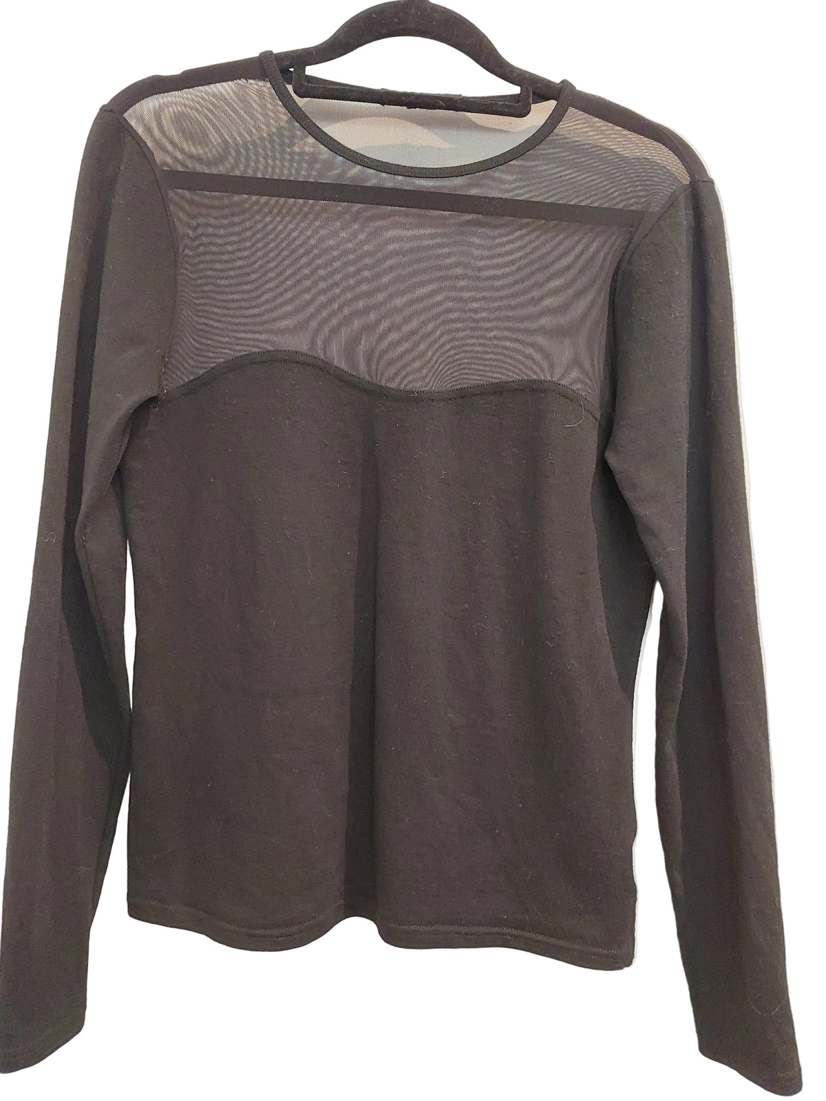 Paula Ryan black sheer merino top, size 10