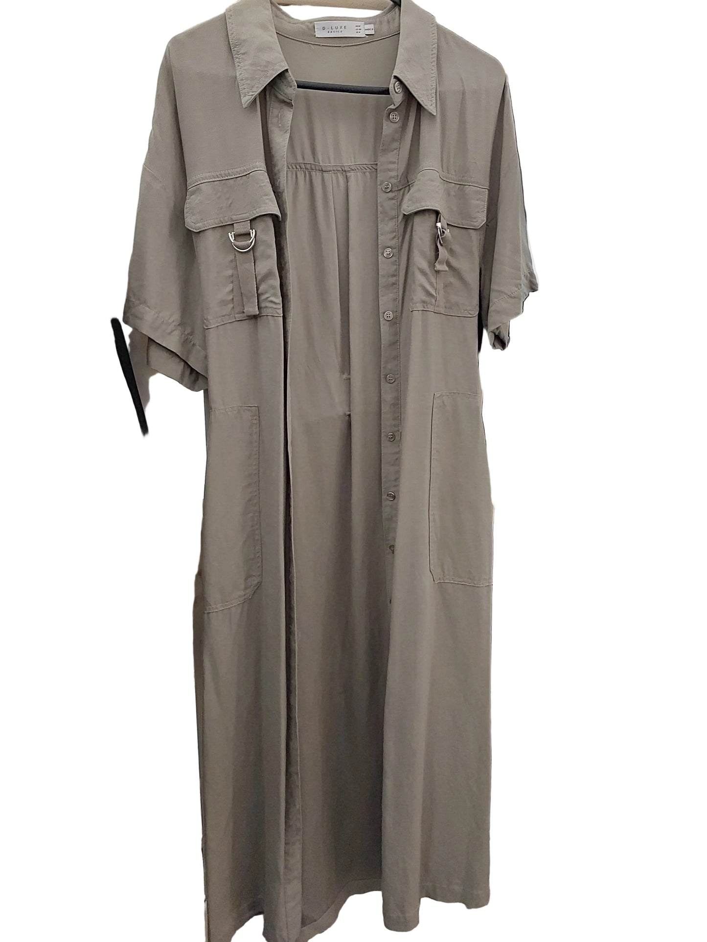 D-Luxe khaki coat/dress, size 12