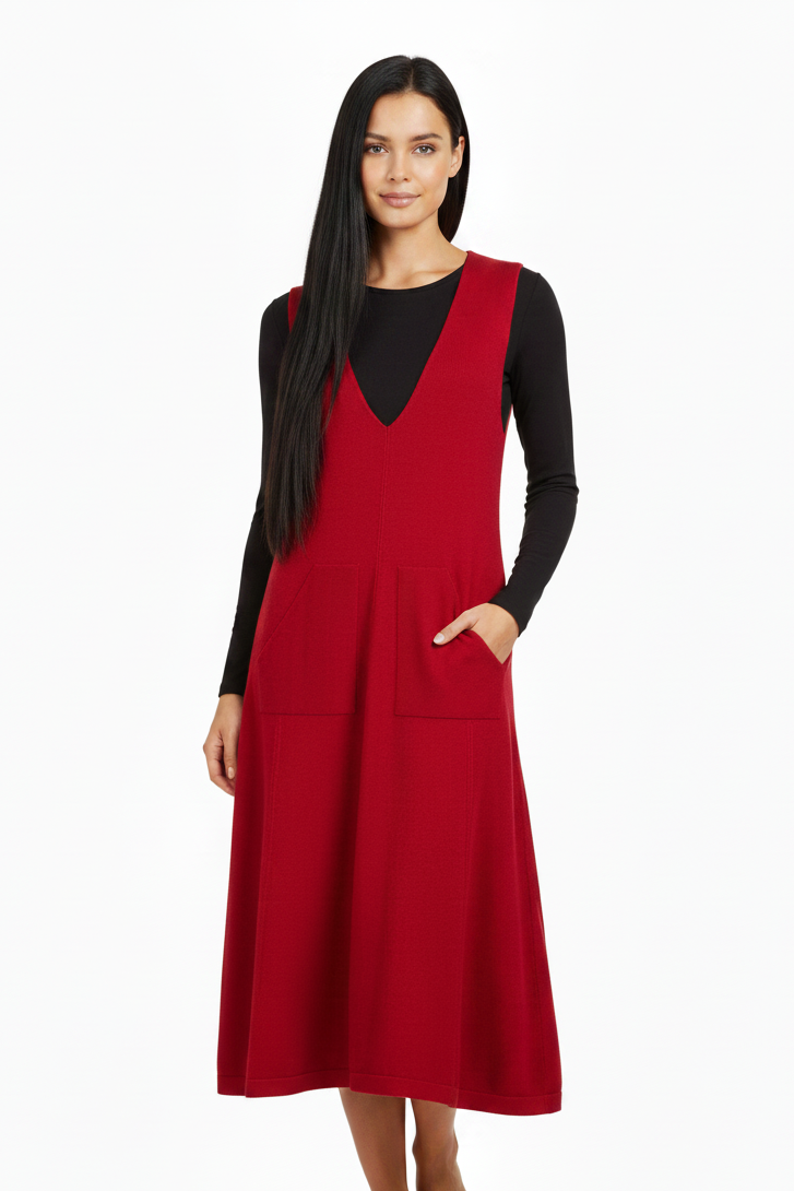 Optimum red merino wool dress, size 12