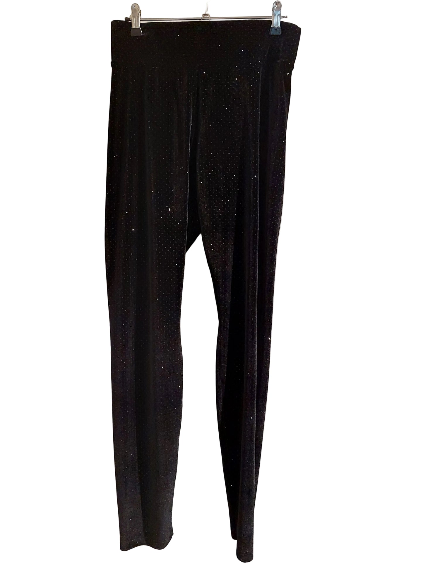 NEW black silver sparkly velvet pants, size L 12/14