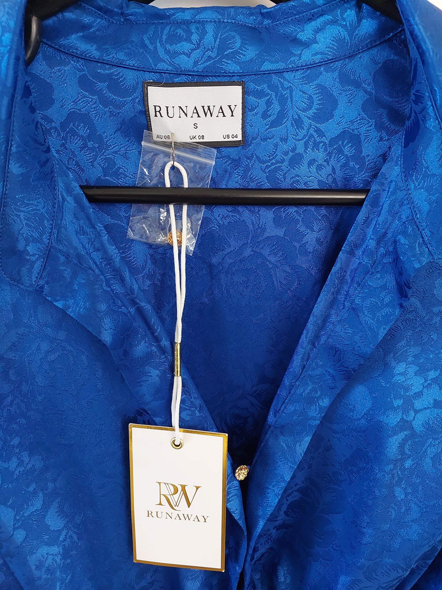 NEW-Runaway The Label Ruby blue mini shirt dress, size 8