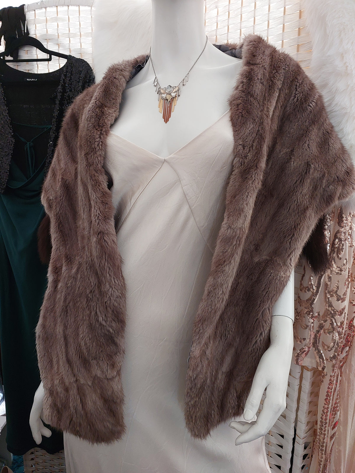 Beige shawl/stole, HIRE $30 or $20 with a dress