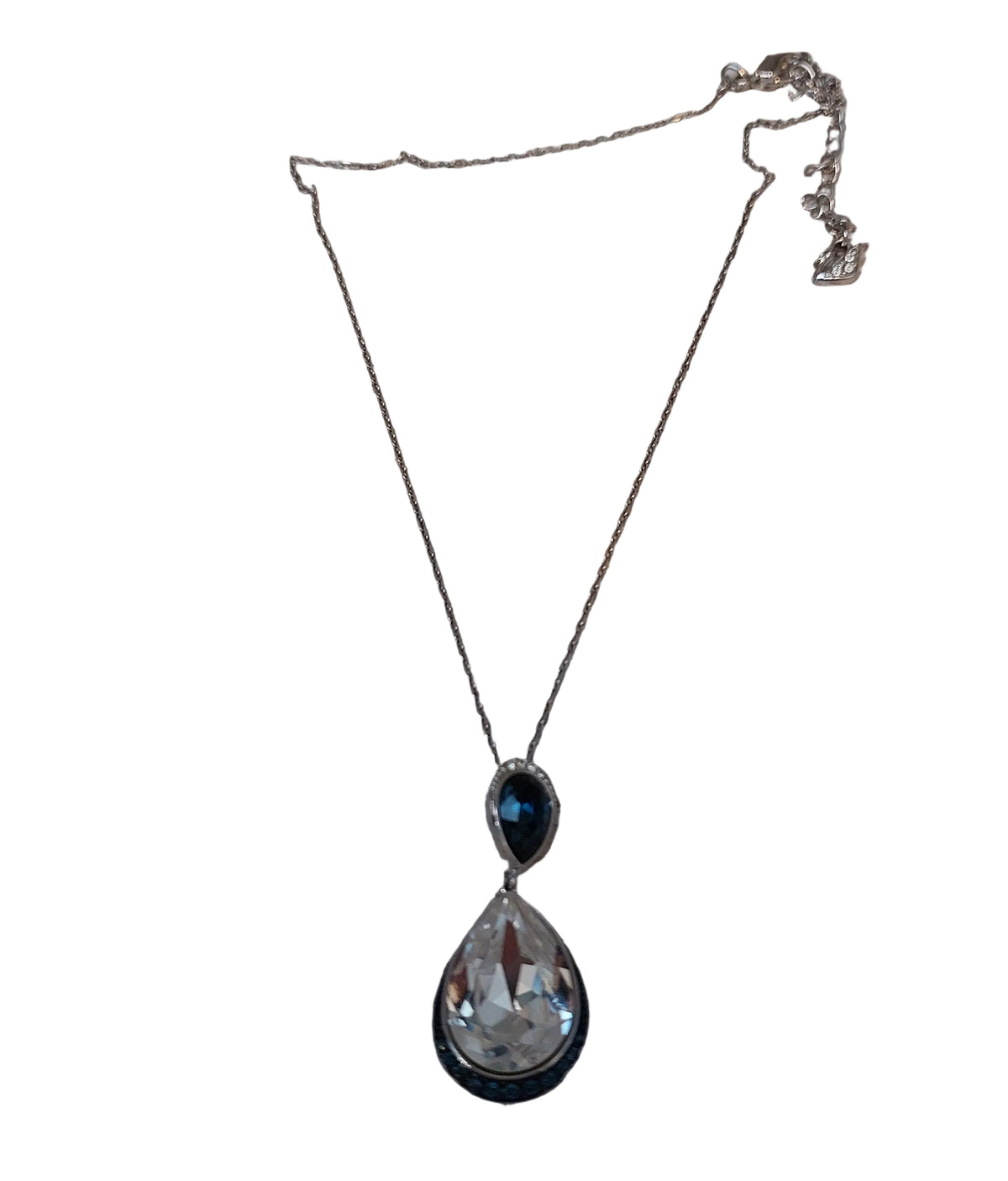 Swarovski blue crystal silver pendant-HIRE