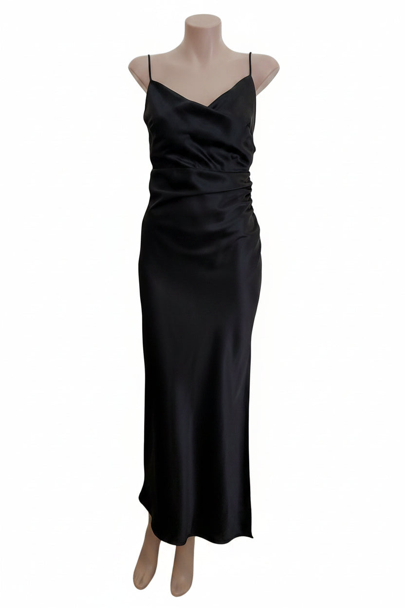 Billy J black silky slip dress, size 8