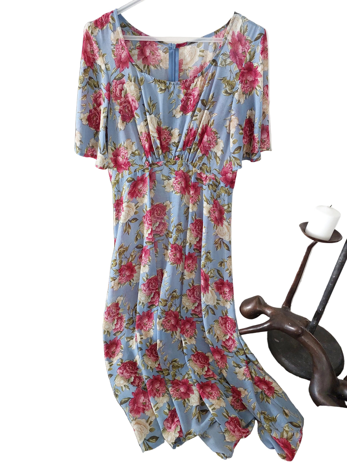 Annah S blue & pink floral dress, size 10