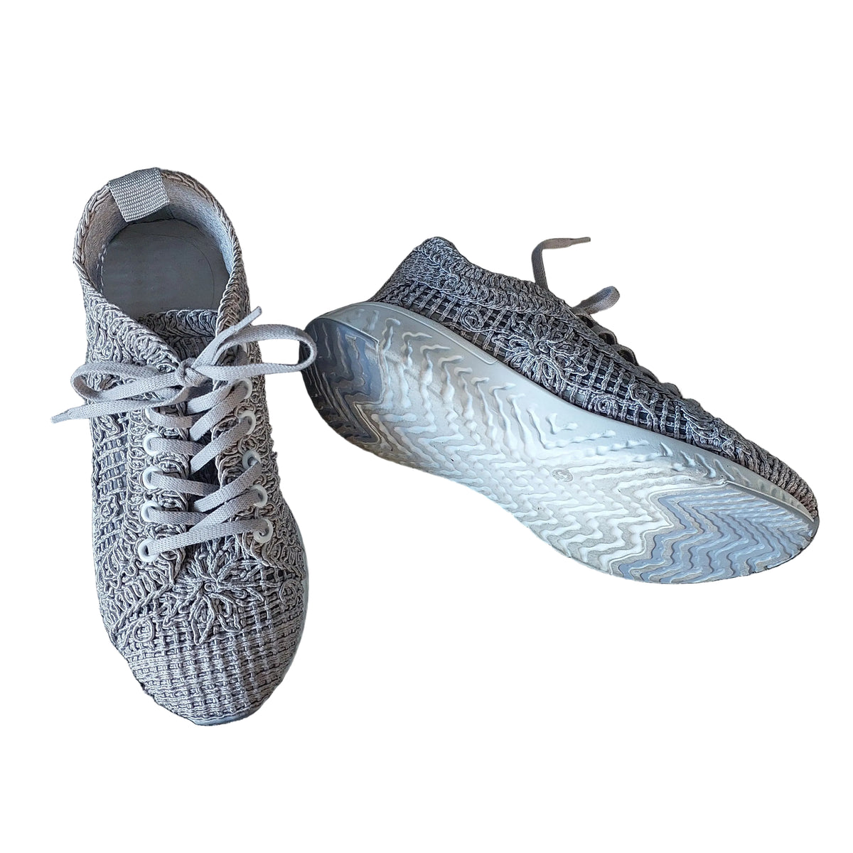 Rilasarre silver grey lace sneakers flats/shoes, size 37/6