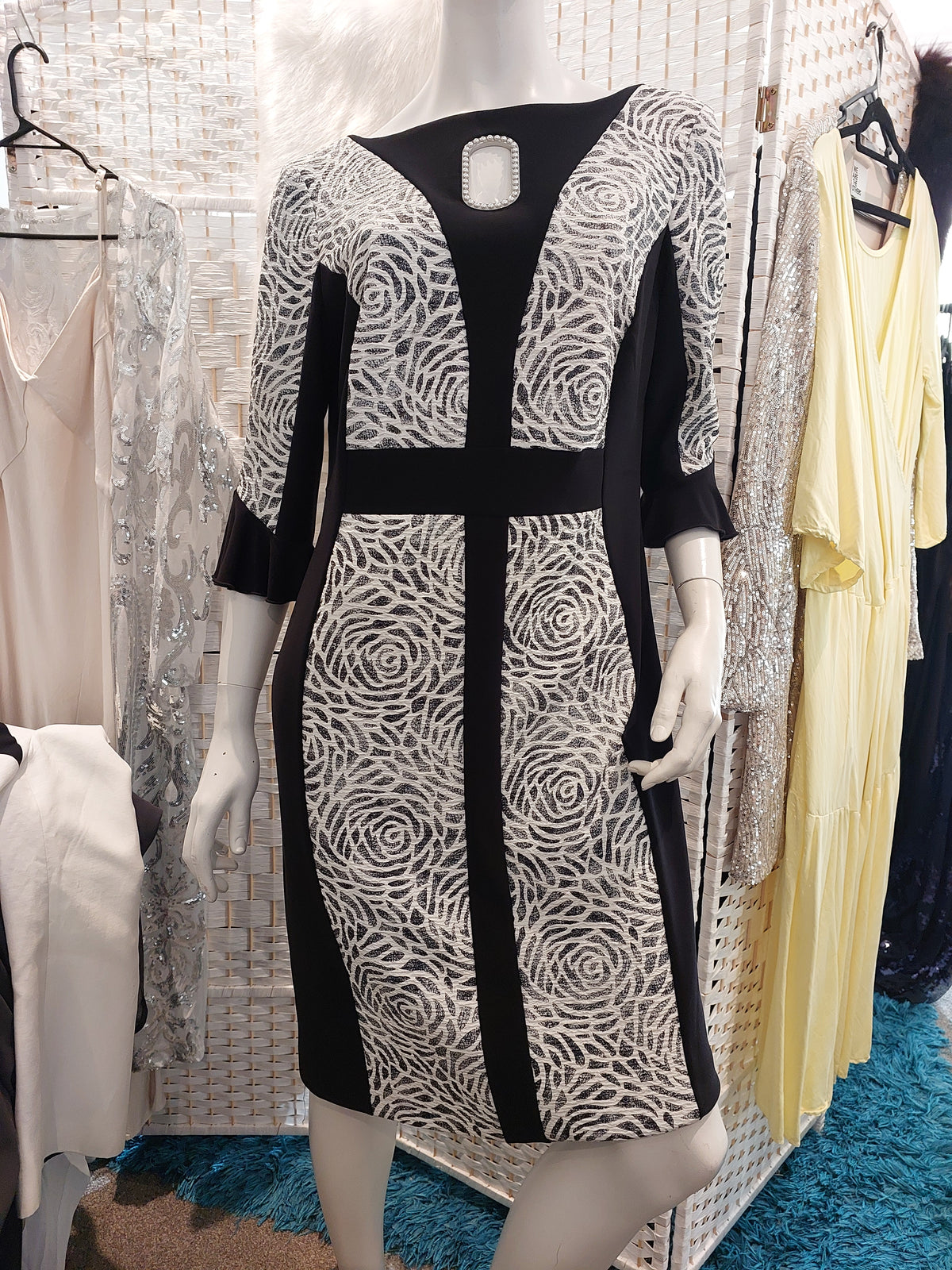 Joseph Ribcoff black & white cocktail dress, size 14