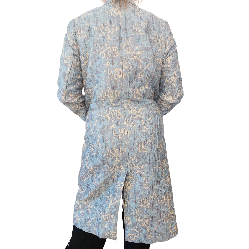 Blue /silver/cream embossed coat, size 10-12