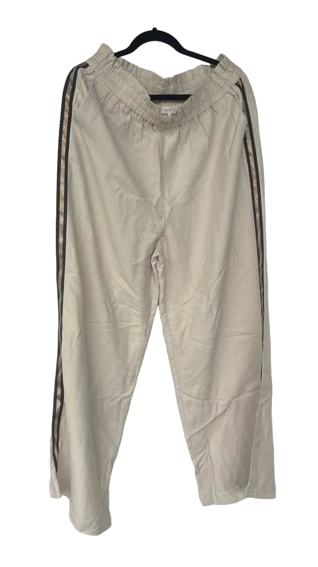 Whistle beige striped wide leg viscose Summer pants, size 18