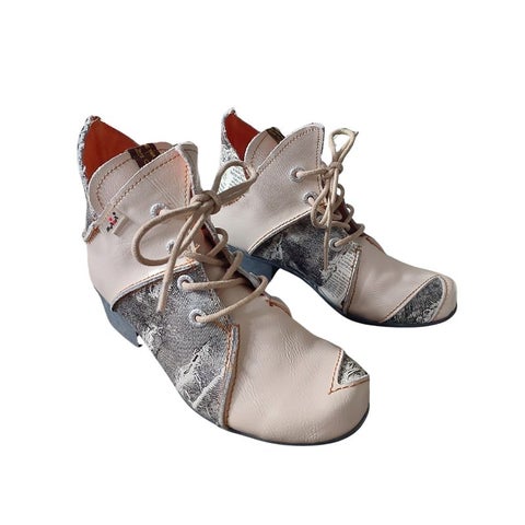 Maia cream leather ankle boots, size 36/5