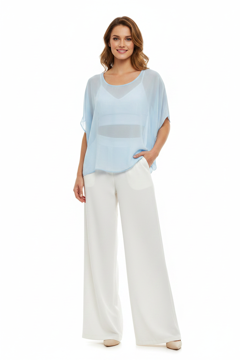 Moochi baby blue chiffon top, size 8