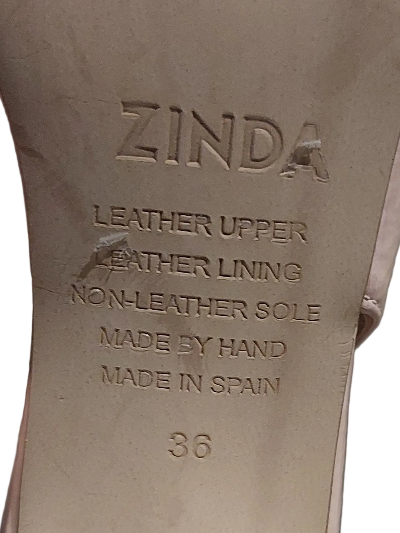 Zinda nude/pink leather low slingback block heels, size 36/fits 5-6