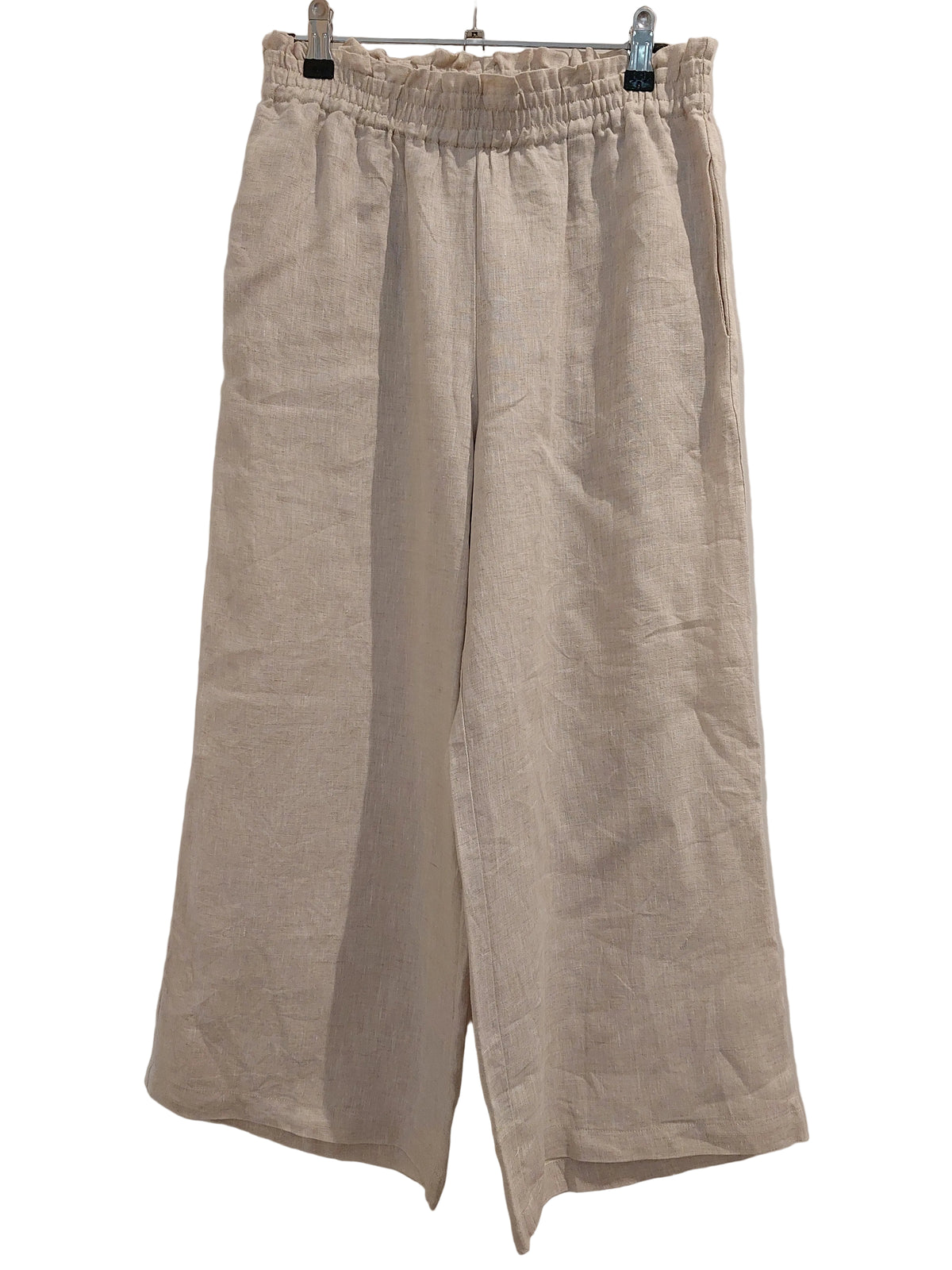 Maglia beige linen wide leg cropped pants, size 8