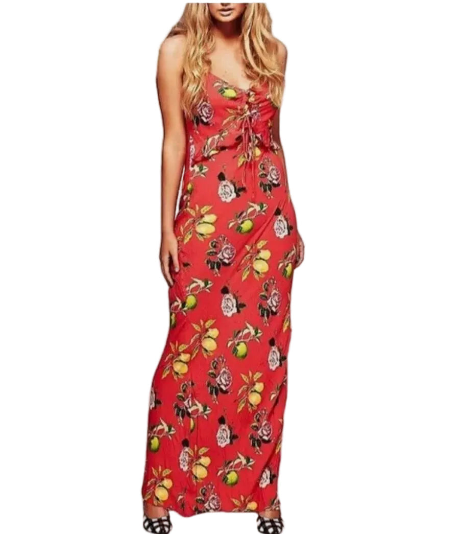 COOP By Trelise Cooper Red floral Fruity Frill dress, size S/10