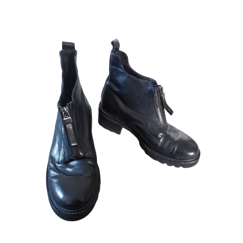 Bresley black genuine leather boots, size 38/7