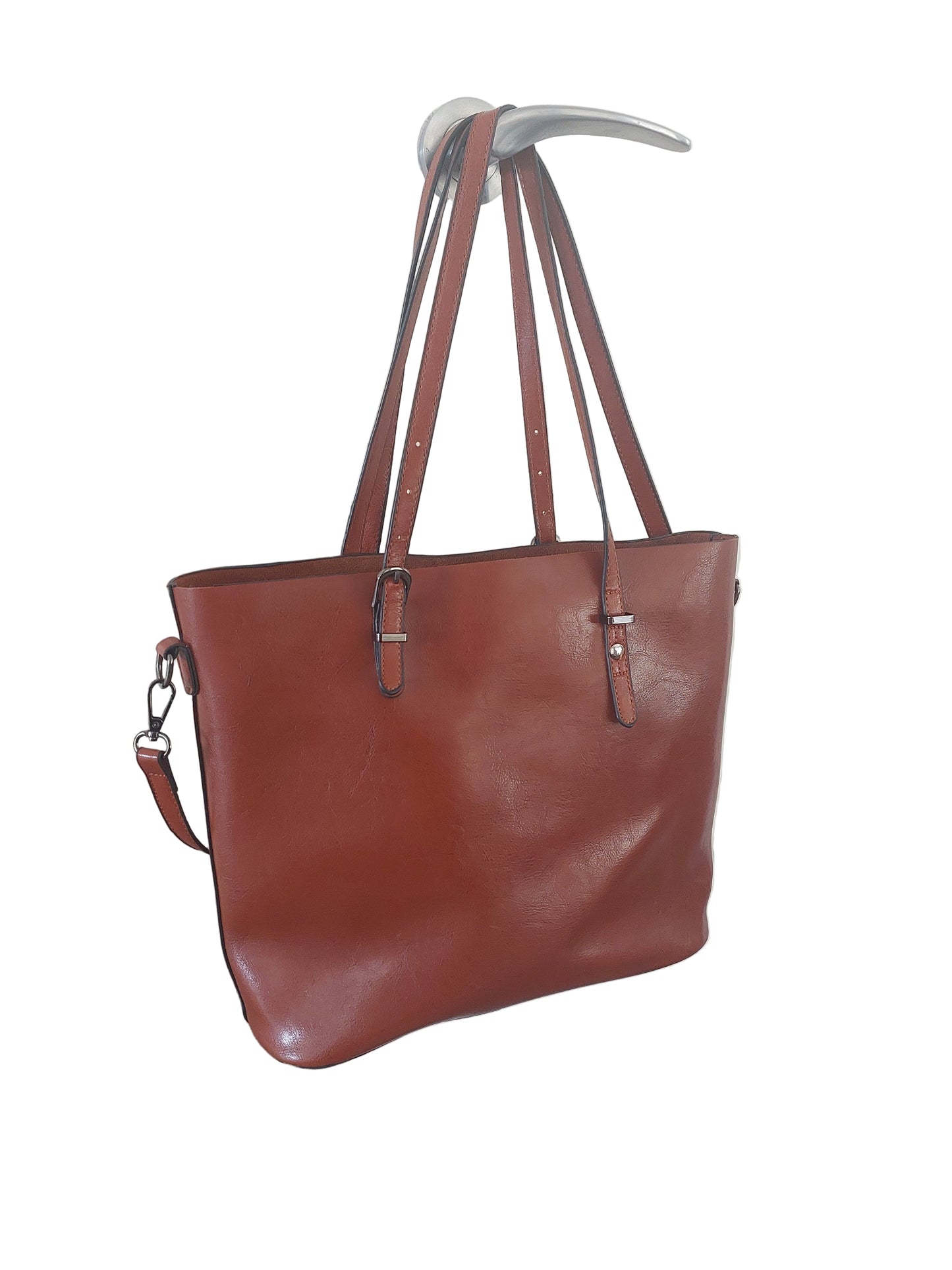 Tan vegan leather shoulder bag
