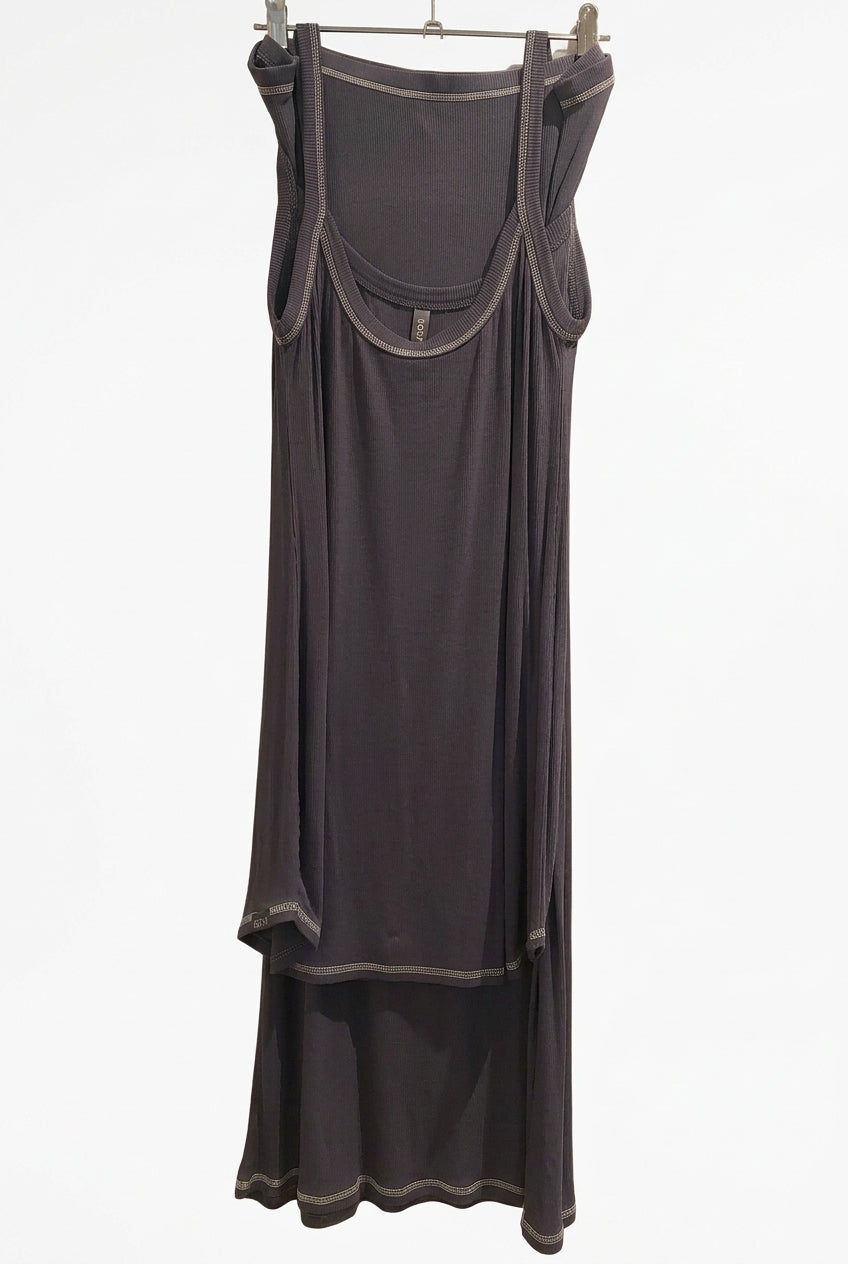 Denim blue maxi tube skirt & singlet top, size 12