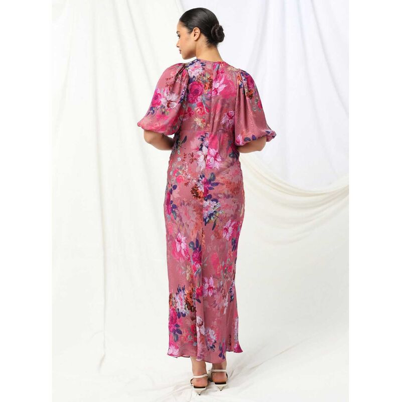 HIRE-KACHEL Taylor Maxi pink floral dress, size 14, fits 12
