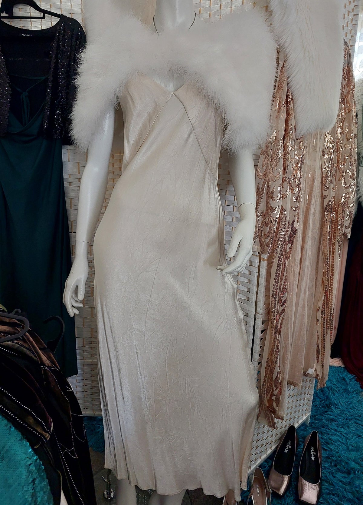 Dissh champagne silky slip dress, size L/12