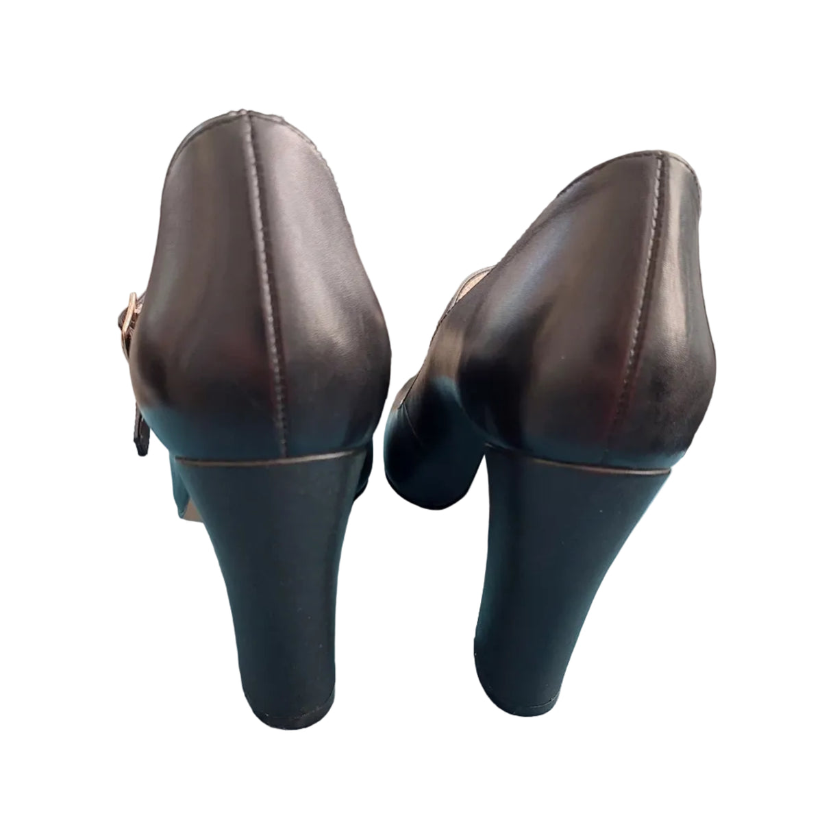 Isabella Anselmi black leather block heels, size 38/ 7