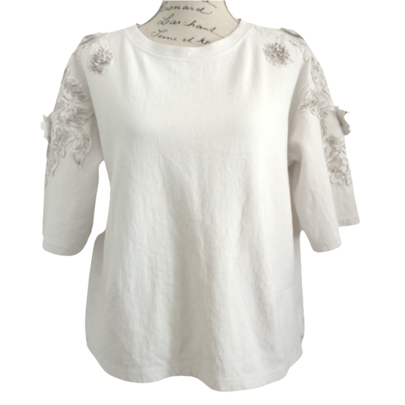 Toby by David Pond cotton back embroidered shoulder T shirt / top