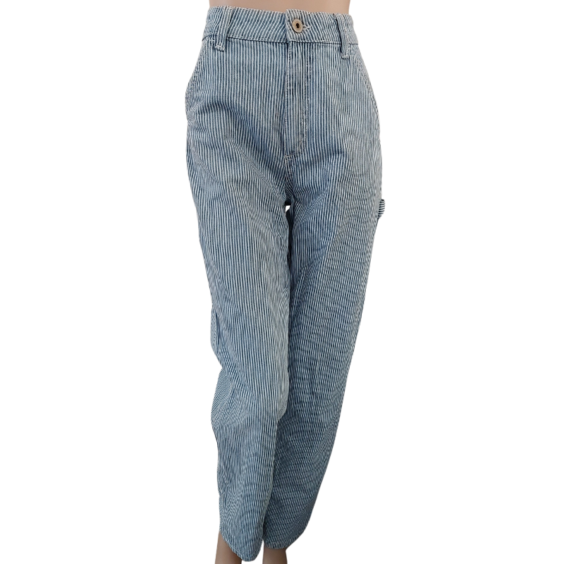 Cotton On blue & white pinstriped jeans, size 6