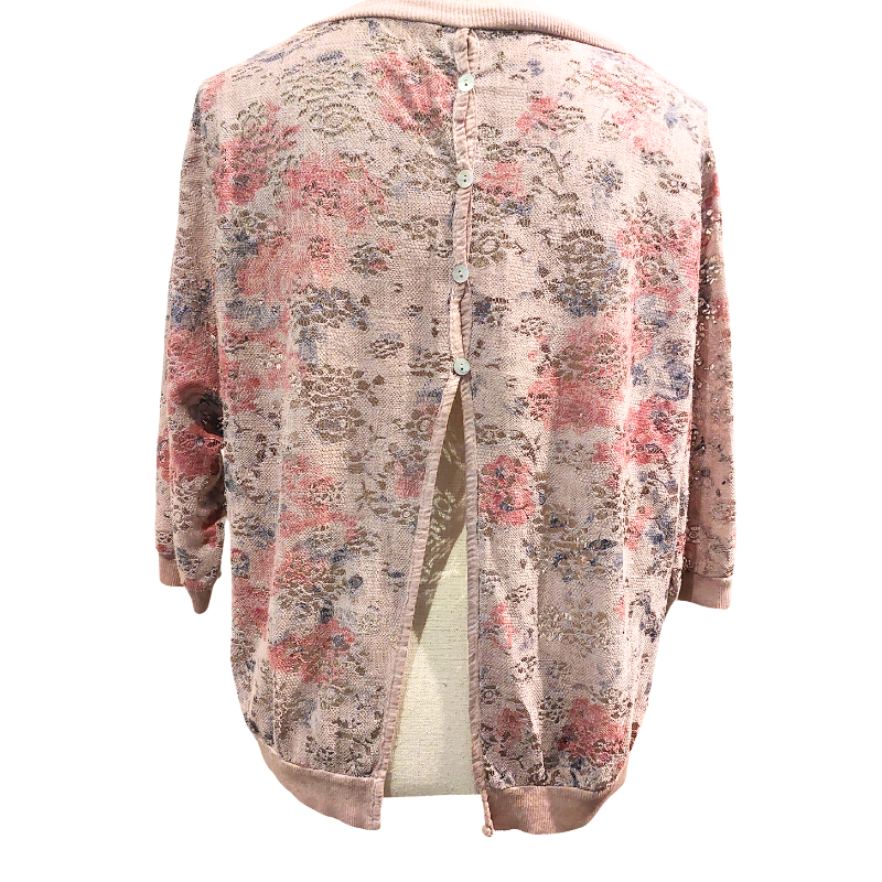 Italian pink blue lace top size 12-14