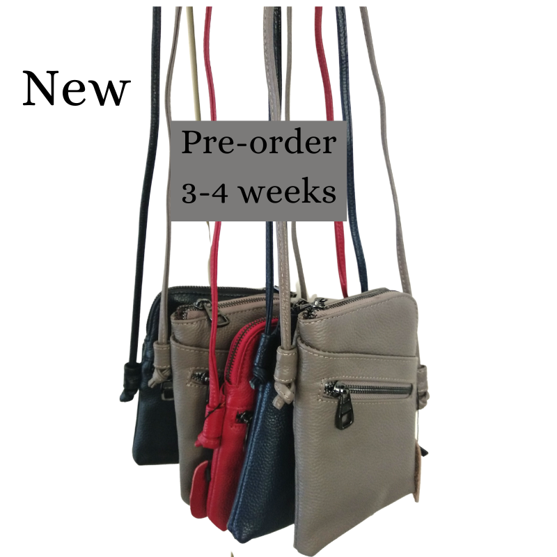 NEW black leather cross body bag