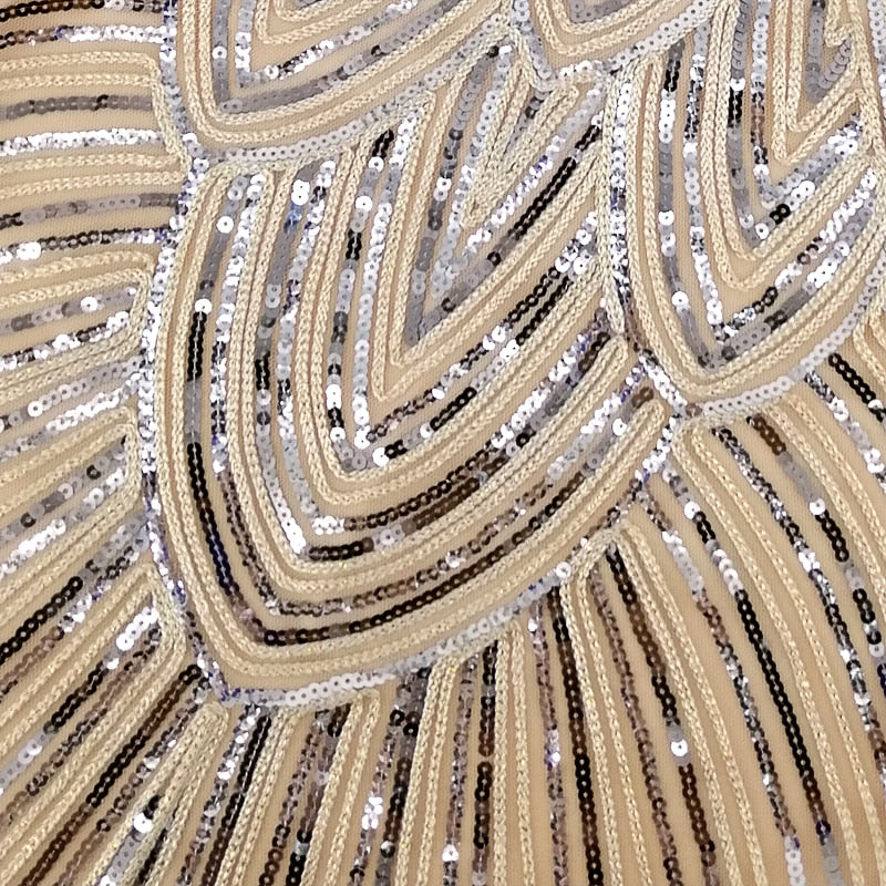 1920's Flapper/Gatsby Dresses, cream, silver sequin & cord