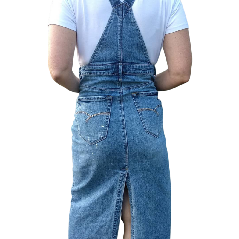 Gabby Izabella denim flower detail pinafore/dress-28/8/10