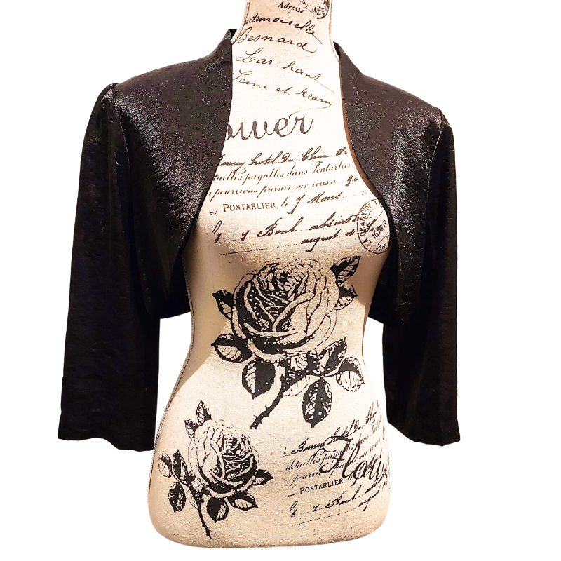 Juo black bolero jacket, size 10/12-HIRE
