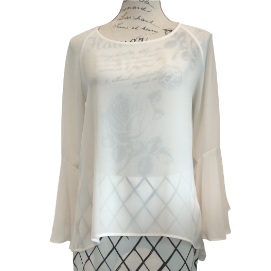 Ivory designer chiffon blouse, size 10-12