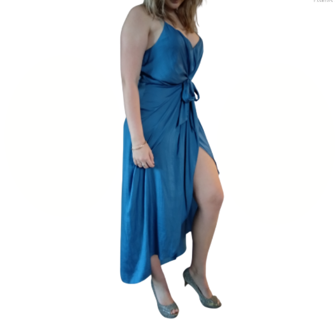 SALE Blue silky party dress, size 12/14
